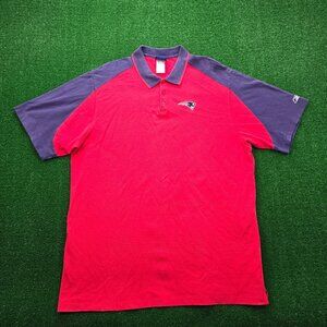 New England Patriots Polo Shirt Mens 2XLT Red Vintage Reebok NFL Football Sports